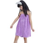 DAIHAN Girls Bathrobe Beach Spa Wrap Towel Strapless Quick Dry Wearable Bath Towel Wrap Soft Highly Water Absorbent Bathing Shower Cover Up Tube Dress,Purple,60 * 120cm