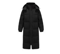 DAIHAN Men Big and Tall Winter-proof Knee-Length Stand Collar Down Padded jacket Hooded Quilted Bubble Alternative Outerwear Anorak Plain Puffer Parka Jacket Black 8XL