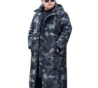 DAIHAN Men Big and Tall Winter-proof Knee-Length Stand Collar Down Padded jacket Hooded Quilted Bubble Alternative Outerwear Anorak Plain Puffer Parka Jacket DarkMC 11XL