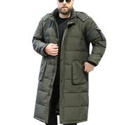 DAIHAN Men Long Coat Down Warm Jacket Winter Casual Outerwear Windproof Hiking Camping Mountain Military Softshell Thickened Quilted Jacket Outerwear Green 4XL