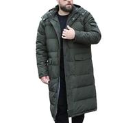 DAIHAN Men Plus Size Stand Collar Long Sleeve Full Zip Winter Down Hooded Padded jacket Casual Windproof Quilted Parka Long Thick Warm Alternative Coats Outerwear Green XXL