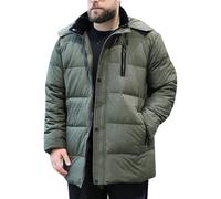 DAIHAN Men Plus Size Stand Collar Mid-Length Thickened Loose Winter Heavy Hooded Parka Insulated Puffy Coat Bubble Puffer Quilted Jacket for Hiking Camping Travelling Green 8XL
