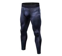 DAIHAN Men Workout Leggings 3D Gym Exercise Compression Performance Training Tights Sport Pants Black Grey XL