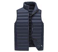 DAIHAN Men's Lightweight Compressible Down Vest Puffer Filled Jacket Stand Collar Insulated Padded Coat Packable Sleeveless Jacket Padded Gilet Quilted Jacket Navy XXL