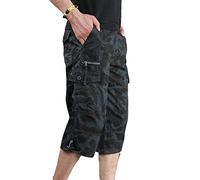 DAIHAN Men's Multi-Pocket 3/4 Length Baggy Outdoor Work Combat Casual Cropped Sports Pants Quick Dry Cargo Shorts Tooling Hiking Camping Pants Workwear