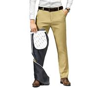 DAIHAN Men's Slim-Fit Wrinkle-Resistant Thin Trousers/Fleece Lined Thermal Chino Trousers Business Trousers Formal Casual Office Suit Pants,Khaki-Thick,31