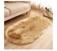 DAIHAN Oval Super Soft Plush Fluffy Faux Sheepskin Area Rug,Washable Sofa Floor Rugs Floor Carpet for Living Room Bedroom Décor Khaki 80 * 150cm