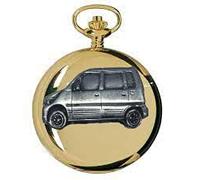 Daihasu Move ref53 pewter effect car emblem on a polished gold case mens GIFT quartz pocket watch fob made in sheffield