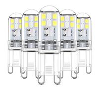 DAIHHZA G9 LED Bulbs 2W Cool White 6000K, Equivalent to 10W/20W Halogen, 360° Beam Angle, Non Dimmable, Non Flicker, Bi-pin G9 Socket, 220-240V AC, Pack of 5