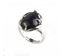 DAIJES Natural Crystal Stone Drop Shaped Adjustable Ring,blue Sandstone,Opening Is Adjustable