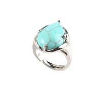 DAIJES Natural Crystal Stone Drop Shaped Adjustable Ring,turquoise,Opening Is Adjustable