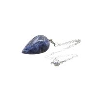 DAIJES Natural Stone Quartz Tiger Eye Water Drop Pendulum, Plated Divination Cone Crystal Pendant Necklace Jewelry-Blue sodalite