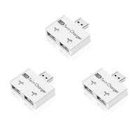 Daijianbin 3X Portable Mini USB Hub to 2 Port Charger Hub Adapter USB Splitter Dual USB Charging Extender for Phone Computer White