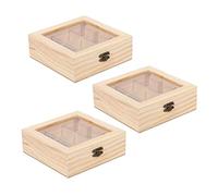 Daijianbin 3X Wooden Tea Bag Jewelry Organizer Chest Storage Box 9 Compartments Tea Box Organizer Wood Sugar Packet Container