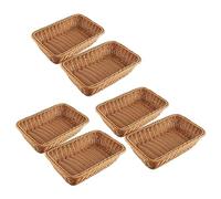 Daijianbin 6 Pcs Rectangular Basket for Table Or Counter Display for Bread,Fruits and Vegetables Wicker Baskets for Markets,Bakery