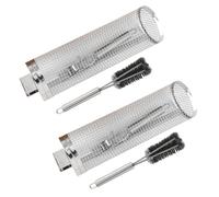 Daijianbin Barbecue Cage with Handle Barbecue Stainless Steel Rolling Grill Barbecue Net Smoked Barbecue Round Grill Basket