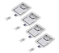Daijianbin Hardware 4 Pack Stainless Steel Paddle Latch with Lock & Key - Flush Single Point Handle for Door Trailer RV
