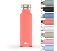 Daikoku Double Walled Stainless Steel Thermos Flask Keeps Drinks Hot or Cold for Hours Two Caps, Coral Cold, 500ml