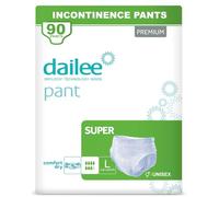 Dailee Pants Super L - 90x Incontinence Pants for Men and Women - 6 Pack of 15 Adult Nappies - High Absorbency Pull Up Diapers, Leak Proof Disposable Protective Briefs