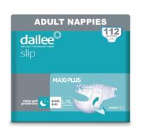 Dailee Slip Maxi Plus L/XL - 112x Adult Nappies for Men and Women - 4 Packs of 28 Incontinence Slips with Maximum Absorbency and Overnight Protection - 120-160 cm Waist (47-63 inches)