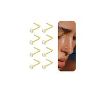 DAILI Titanium Nose Ring,8pcs Silver L Shape Nose Ring Studs for Women Men,20G Hypoallergenic 316L Surgical Stainless Steel Non Tarnish Nose Studs,Small CZ Nostril Piercings Jewelry 1.5mm 2mm 3mm, S
