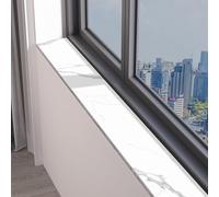 Dailify Marble-Style Window Sill Decorative Pads White, Washable Window Sill Mat for Bedroom/Porch, Bay Window Countertop Protector Cushion(White A,120x20cm (47 1/4" x7 7/8"))