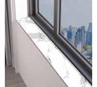 Dailify Marble-Style Window Sill Decorative Pads White, Washable Window Sill Mat for Bedroom/Porch, Bay Window Countertop Protector Cushion(White B,110x20cm (43 1/4" x7 7/8"))