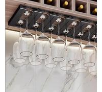 Dailify Multi-slot Wine Glasses Rack Under Cabinet, Metal Stemware Hanger Holder Drill & No-drill, Kitchen/Restaurant/Counter Bar Cup Organizer(52x23cm (20 1/2"x9"))