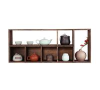 Dailify Solid Wood Chinese Tea Cup Holder, Wall Mounted Teapot Display Shelf, Decoration Teaware Storage Rack for Coffee Bar/Dining Room(Right-Side Style)