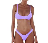 DaiLiWei Thong Bikini Sets for Women Two Piece Brazilian Swimsuit Teens Bathing Suit Push Up Top Micro Bikinis Swim Suit 2025, Light Purple, Medium