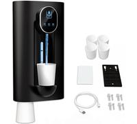 DAILOU Automatic Mouthwash Dispenser for Bathroom,540mL(18.26 Oz), Wash Mouth Container Display Screen for Bathroom 3 Adjustable Dispensing Levels 4pcs Magnetic Cups,Perfect for Kids and Adults Black