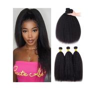 Daily 1/3/4 Pcs Human Hair Extensions Yaki Straight Human Hair Bundles for Black Women 8-40 Inch Kinky Straight Bundles Indian Remy Hair Extensions for Dating(32 34 36 38)