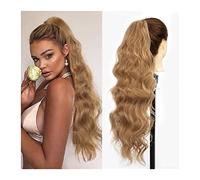 Daily 26" Long Body Wavy Extension Synthetic Heat Resistant Hair Extensions Hairpiece for Women Girls Drawstring Ponytail Natural Soft Clip in Ponytail Hairpieces(Bruin)