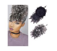Daily Afro High Puff Hair Bun with Bangs Synthetic Kinky Curly Drawstring Ponytail Hairpiece Hairpieces(1BT613)
