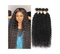 Daily Afro Kinky Curly Bundles 4PCS Double Weft Human Hair Extensions Jerry Curl Mongolian Remy Hair Weave Bundles for Dating(12 12 12 12)