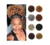 Daily Afro Puff Drawstring Ponytail Hairpieces Synthetic Short Afro Kinky Curly Hair Bun Extension Hairpieces(1B-30)