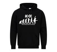 Daily Apparel AC' DC Men's Hoodie Evolution of Rock Unisex Quality Printed Hooded Top |Funny Vintage Style Pullover Hoodie Cozy & Stylish Hooded Jumper for UK Men/Women Black