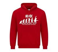 Daily Apparel AC' DC Men's Hoodie Evolution of Rock Unisex Quality Printed Hooded Top |Funny Vintage Style Pullover Hoodie Cozy & Stylish Hooded Jumper for UK Men/Women Red