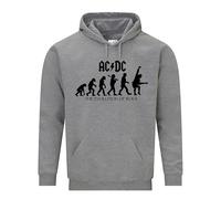 Daily Apparel AC' DC Men's Hoodie Evolution of Rock Unisex Quality Printed Hooded Top |Funny Vintage Style Pullover Hoodie Cozy & Stylish Hooded Jumper for UK Men/Women Grey