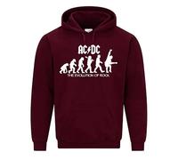 Daily Apparel AC' DC Men's Hoodie Evolution of Rock Unisex Quality Printed Hooded Top |Funny Vintage Style Pullover Hoodie Cozy & Stylish Hooded Jumper for UK Men/Women Wine