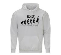 Daily Apparel AC' DC Men's Hoodie Evolution of Rock Unisex Quality Printed Hooded Top |Funny Vintage Style Pullover Hoodie Cozy & Stylish Hooded Jumper for UK Men/Women White