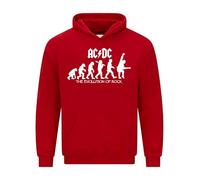 Daily Apparel AC' DC Men's Hoodie Evolution of Rock Unisex Quality Printed Hooded Top |Funny Vintage Style Pullover Hoodie Cozy & Stylish Hooded Jumper for UK Men/Women Red