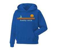Daily Apparel Amity Island Surf Shop 1975 Retro Hoodie - Vintage Surf Style Pullover Jumper | Classic Beach Summer Unisex Hoodie Gift for Men, Women & Kids Royal