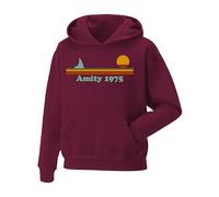 Daily Apparel Amity Island Surf Shop 1975 Retro Hoodie - Vintage Surf Style Pullover Jumper | Classic Beach Summer Unisex Hoodie Gift for Men, Women & Kids Wine
