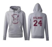 Daily Apparel Beacon Hill Lacrosse Hoodie | Grey with Burgundy Print | Stilinski Lahey McCall Inspired Hooded Top | Teen TV Show Gift for Fans - Unisex Hoodie for UK Men/Women/Teens