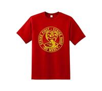 Daily Apparel Cobraa Kai Men's T-Shirt, Strike First Strike Hard No Mercy Karate Lovers T-Shirt, Short Sleeve Cobra Logo Tee for UK Men/Women/Kids Red