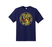 Daily Apparel Cobraa Kai Men's T-Shirt, Strike First Strike Hard No Mercy Karate Lovers T-Shirt, Short Sleeve Cobra Logo Tee for UK Men/Women/Kids Navy