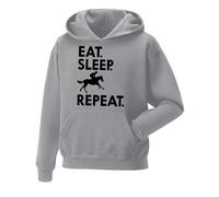Daily Apparel Eat Sleep Ride Repeat Horse Hoodie- Equestrian Horse Riding Rider Pullover Hooded Top Pony Dressage Compete Stables Show Best Gift for Horse Lovers Grey