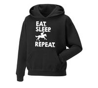 Daily Apparel Eat Sleep Ride Repeat Horse Hoodie- Equestrian Horse Riding Rider Pullover Hooded Top Pony Dressage Compete Stables Show Best Gift for Horse Lovers Black