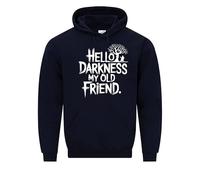 Daily Apparel Hello Darkness My Old Friend Hoodie| Mens Premium Quality Unisex Pullover Jumper vintage Guitar Music Lovers Sweatshirt for UK Men/Women for Birthday Christmas Navy